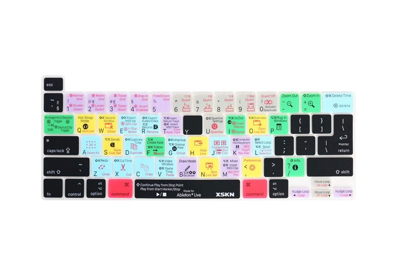 XSKN Ableton Live English Silicone Shortcuts Keyboard Cover Skin for Touch Bar Models 2019 MacBook Pro 16 inch A2141 2020 MacBook Pro 13.3 inch A2251 A2289 A2338 M1 Keyboard US&EU Version - Image 1